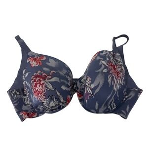 Soma Vanishing Back Full Coverage Bra 38C Blue Floral Underwire 061701